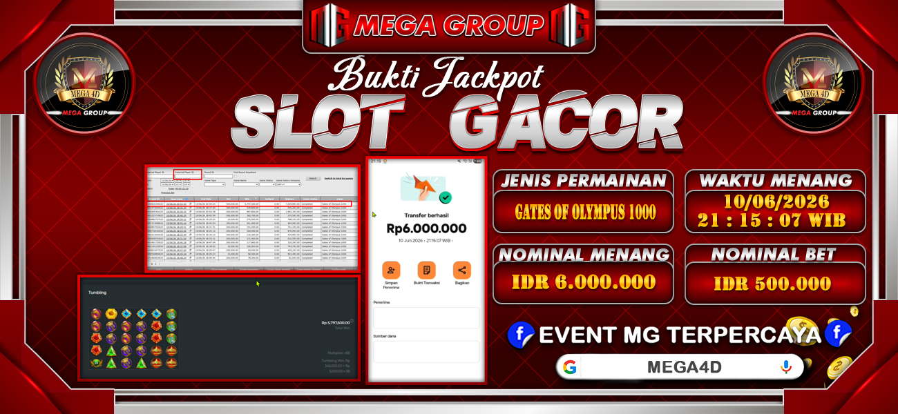 Bukti JP situs Mega4D hari Rabu, 10 Juni 2026