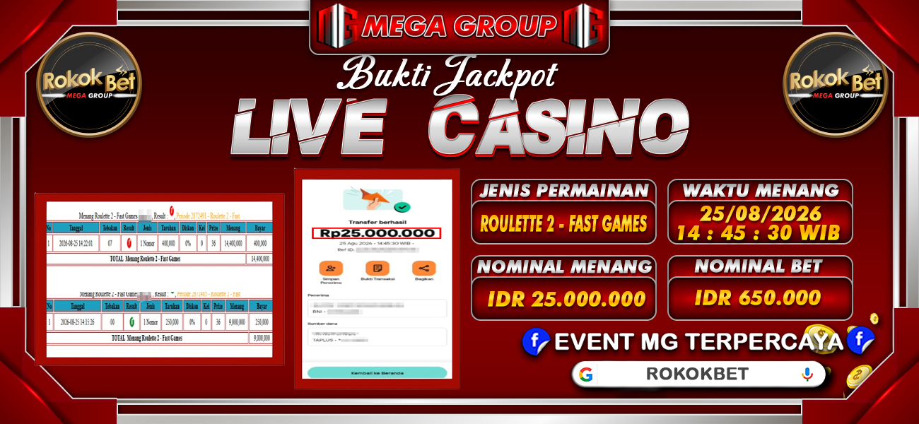 Bukti JP situs Rokokbet hari Selasa, 25 Agustus 2026